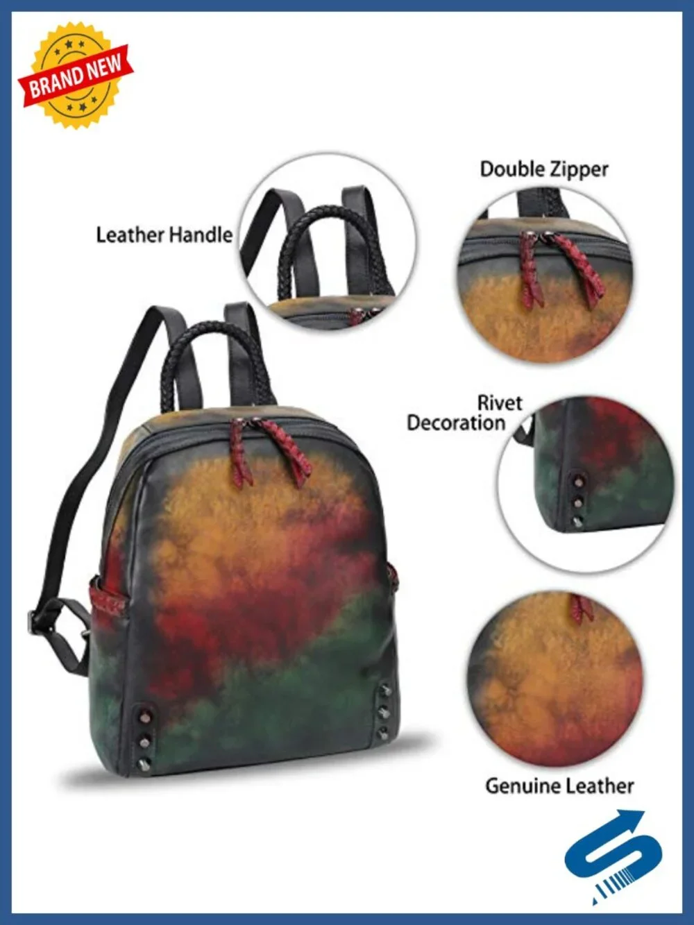 Genuine Leather Vintage Rucksack Women Casual Backpack Handmade Cowhide Daypack